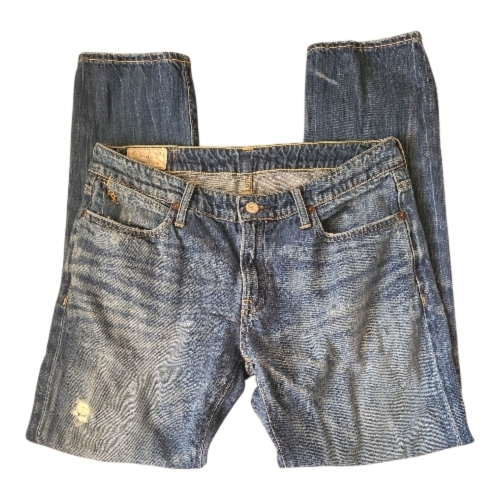 Polo By Ralph Lauren Women's Astor Boyfriend Distressed Medium Wash Blue Jeans